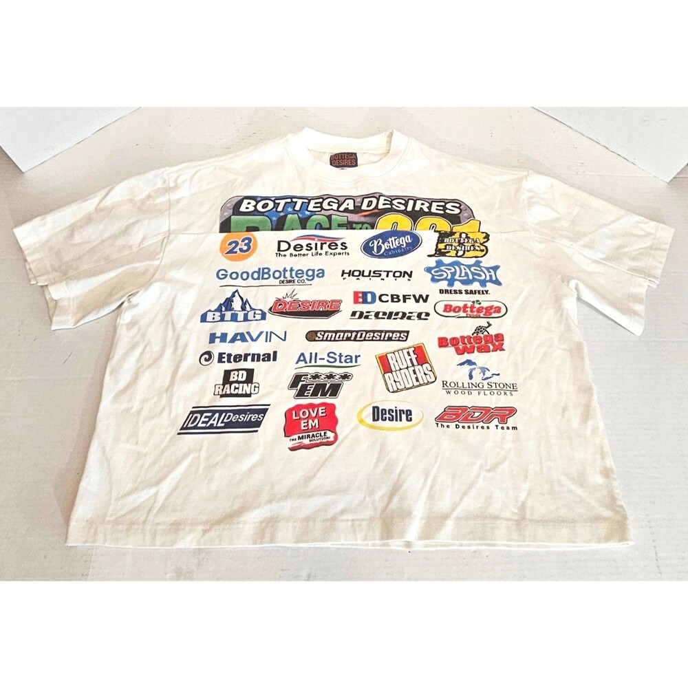 Bottega Desires Graphic Print Short Sleeve Race T-Shirt Size: XL